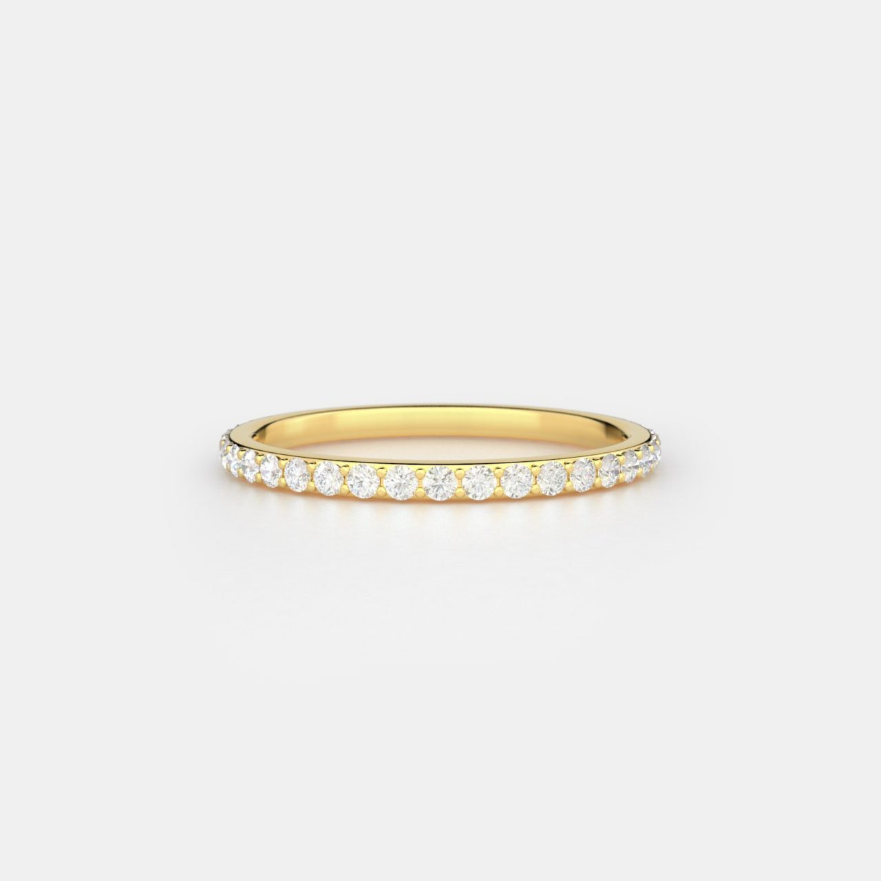 The 1/2 carat eternity band shown in white gold with lab-grown diamonds.