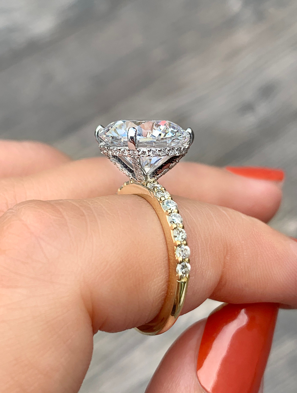 round diamond engagement ring with hidden halo