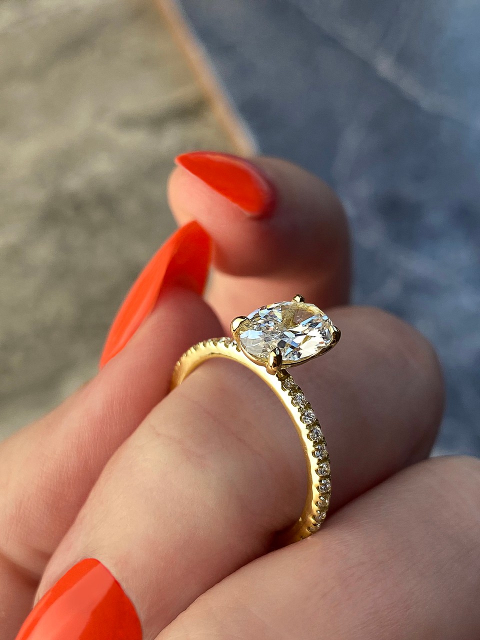 Thin gold band store ring with diamonds