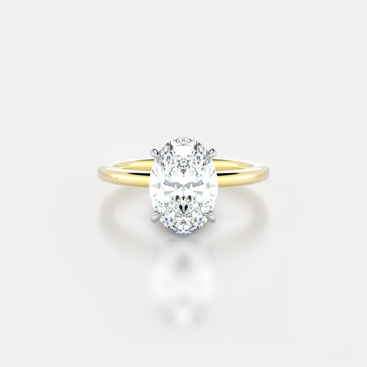 Custom Frank Darling Harper No. 2 two tone Yellow Gold oval cut solitaire engagement ring