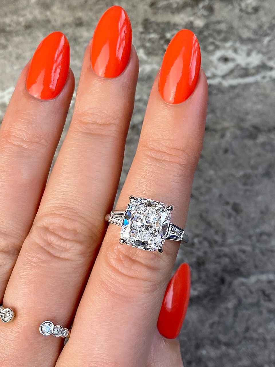 frank darling lab created diamond three stone cushion cut engagement ring