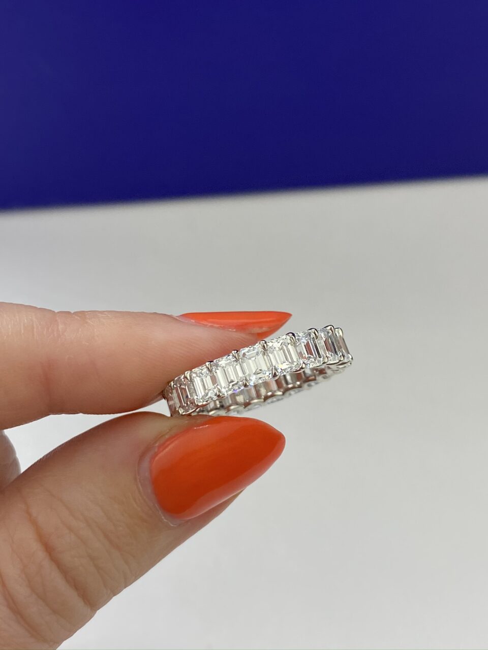 Frank Darling custom emerald diamond eternity ring