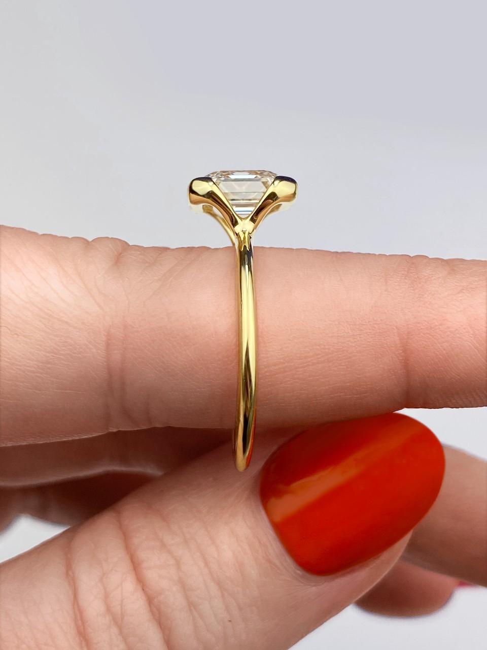 frank darling custom half bezel clutch engagement ring in yellow gold