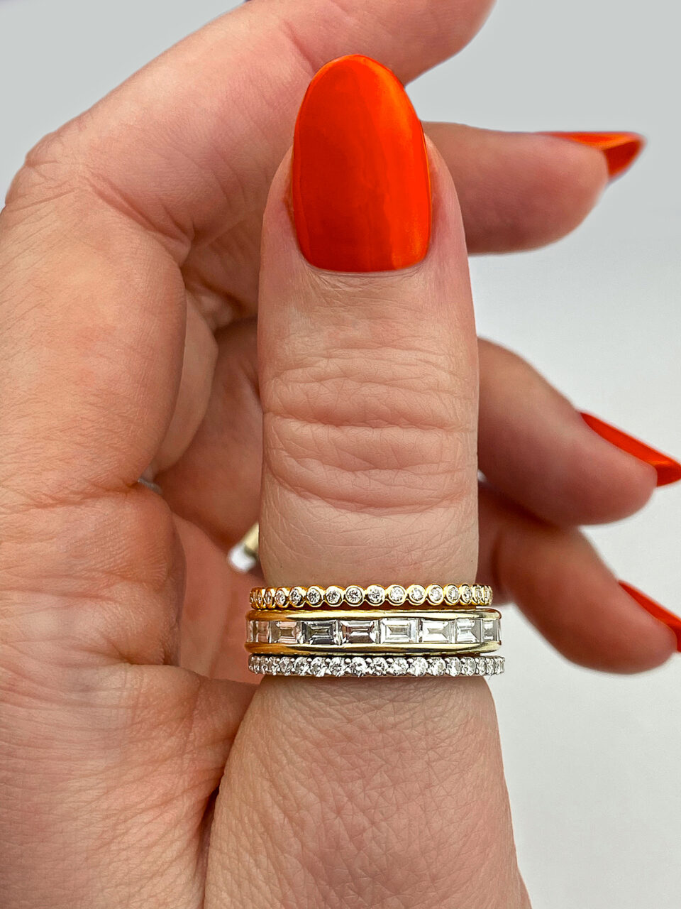 Frank darling baguette ring stack