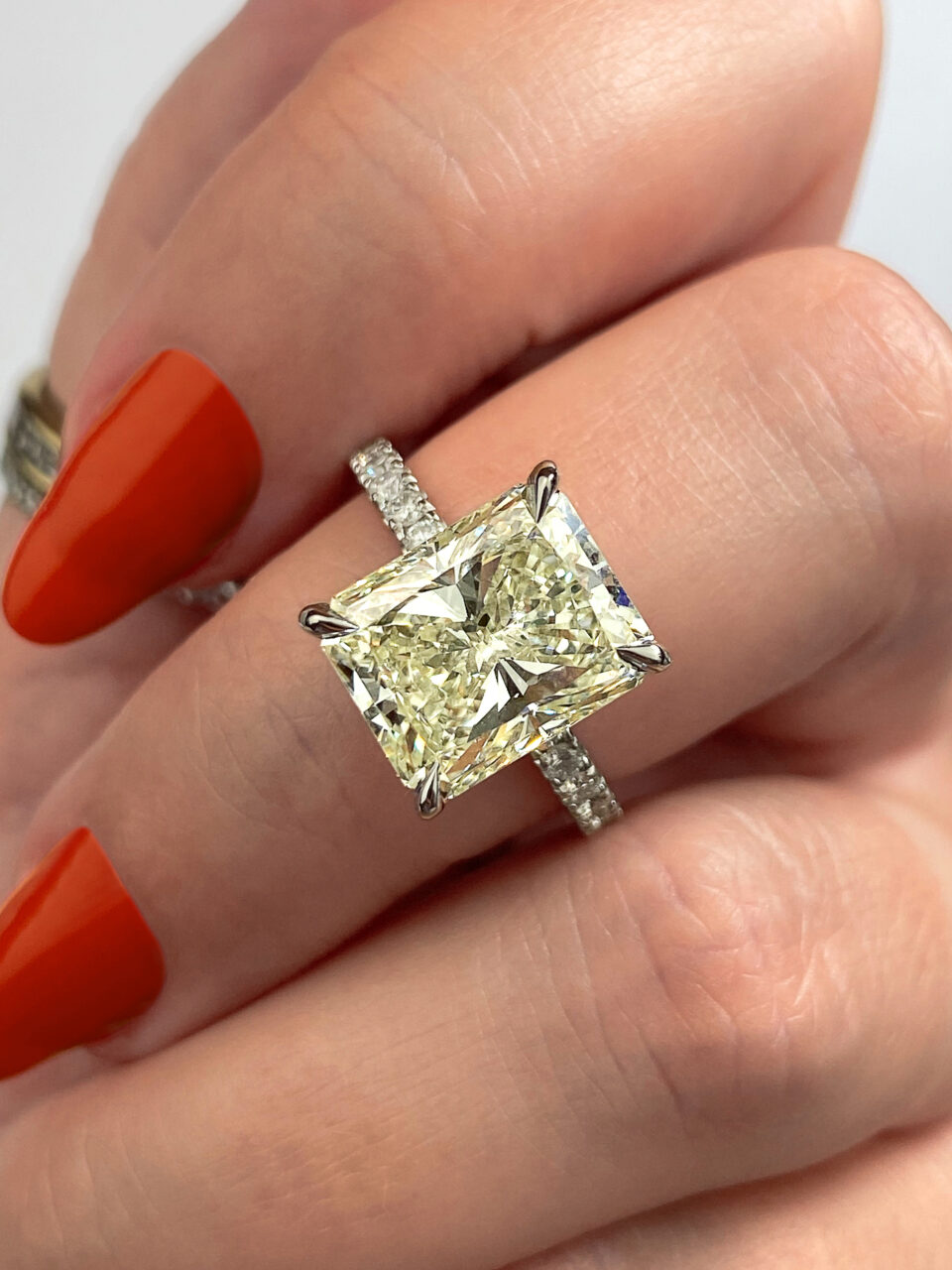 Frank darling custom yellow radiant cut pavé engagement ring