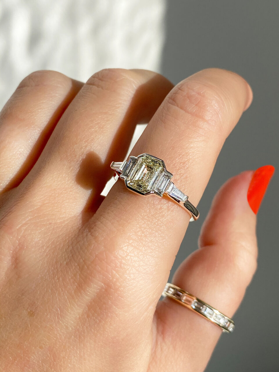 emerald cut 5 stone diamond rings inspiration