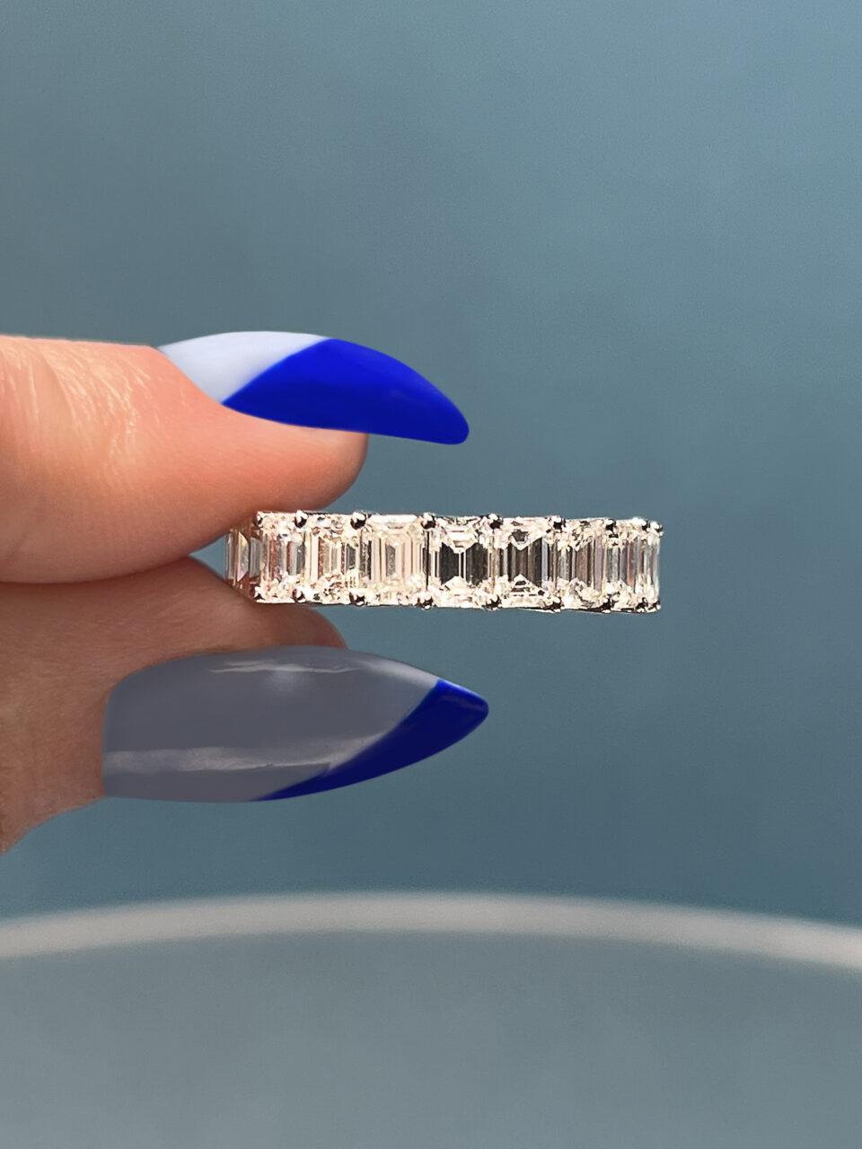 emerald cut eternity band