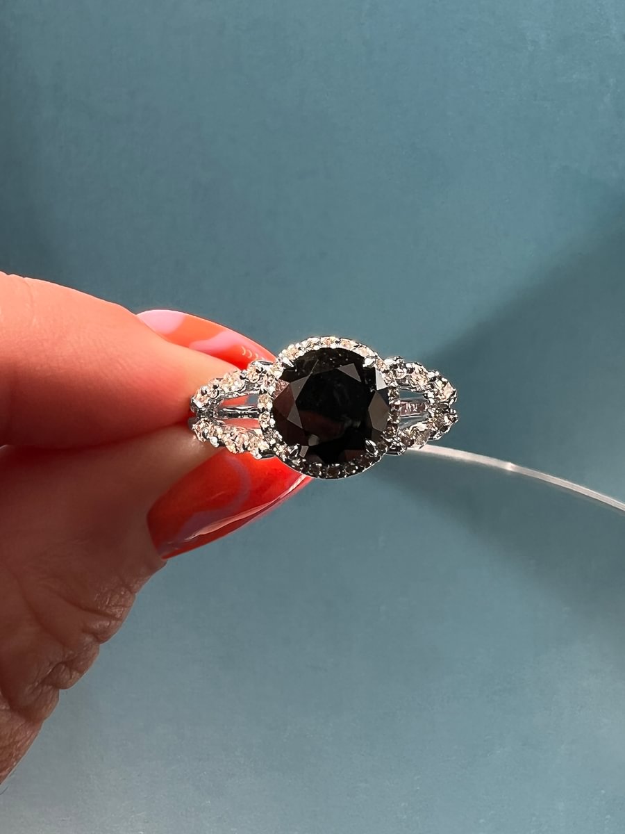 black diamond halo ring