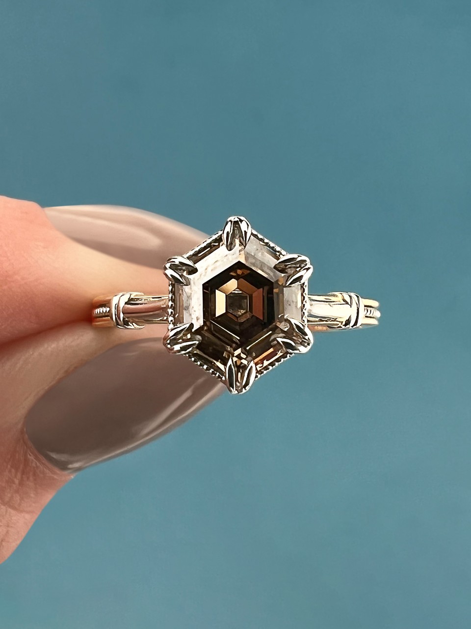 natural fancy brown hexagon diamond