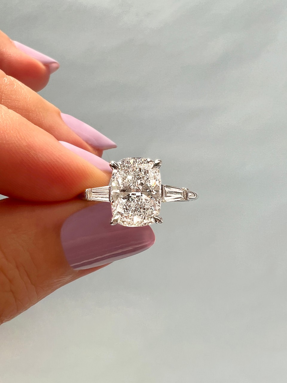 Cushion cut with on sale baguettes